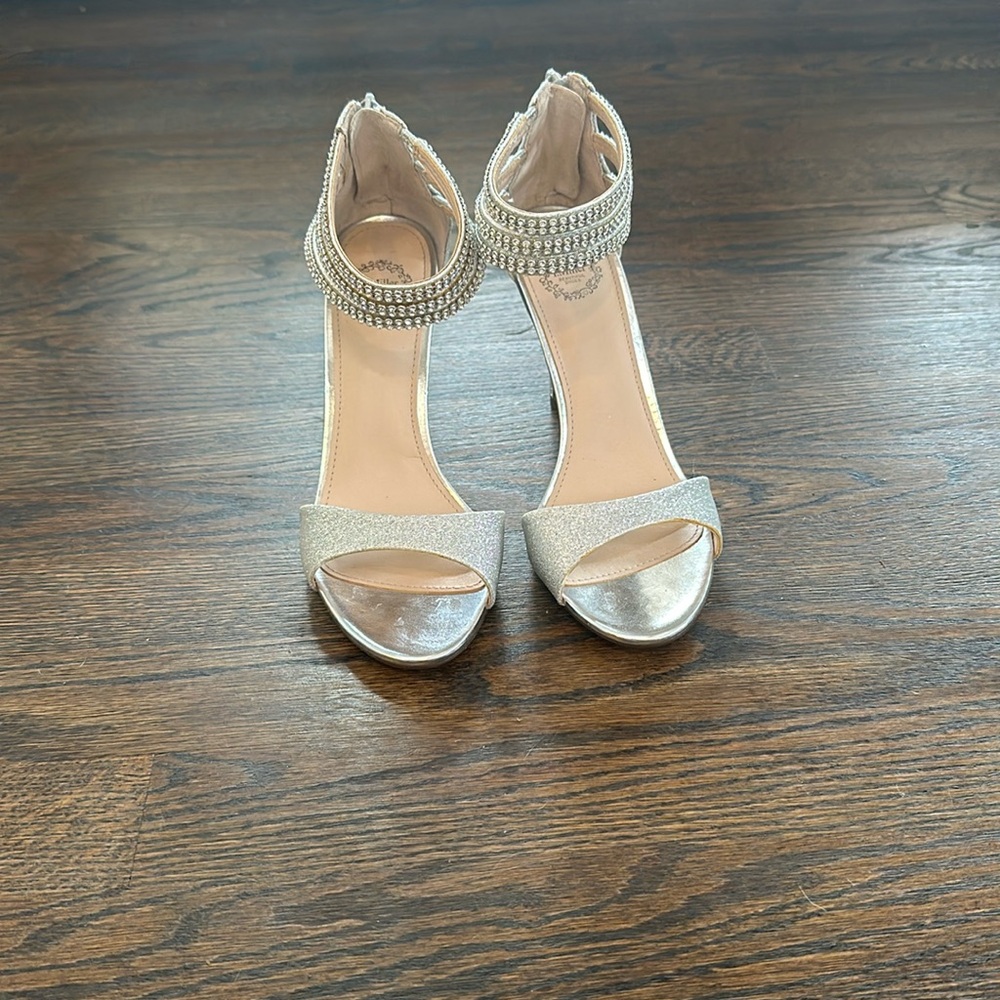 Silver sparkly heels